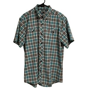 BKE Men’s Button Up Shirt Plaid Athletic Fit Short‎ Sleeve Multicolor